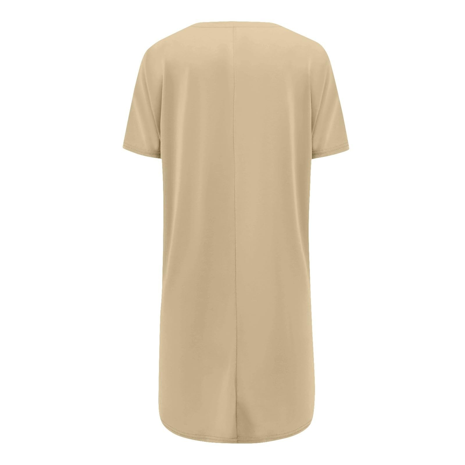 thumbnail image 4 of Vestido informal holgado de manga corta con estampado y bolsillos, cuello en V: estampado elegante, bolsillos funcionales, corte holgado., 4 of 5